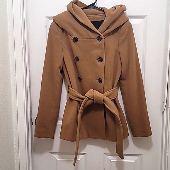 ZARA BASIC WOMEN'S WOOL HOODIE MID-LENGTH IN BROWN SIZE SMALL - Picture 1 of 14